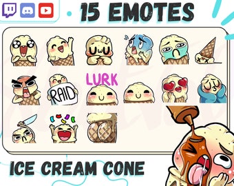 Ice Cream Cone Emotes for Twitch, Discord, YouTube, Kick (Digital Download)
