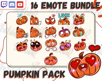 Pumpkin Emotes for Twitch, Discord, YouTube, Halloween Emote Pack