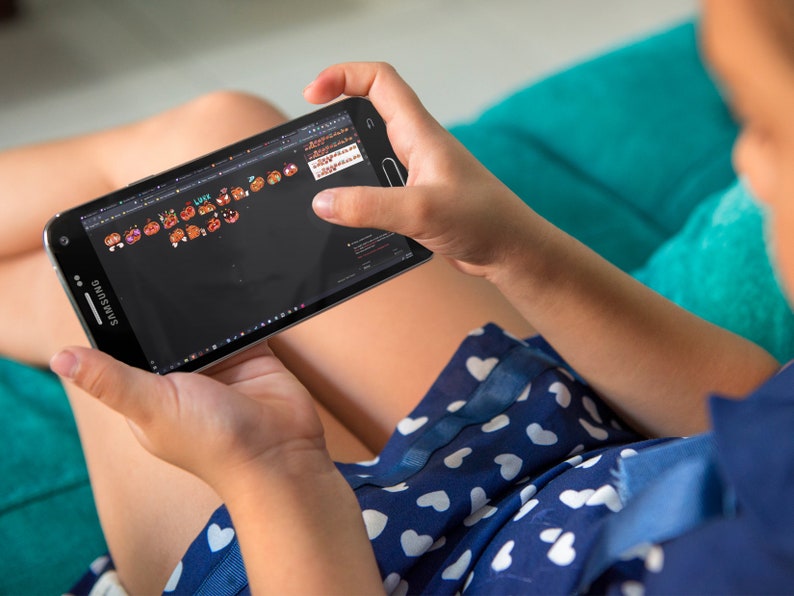 Pumpkin Emotes displayed on an android phone