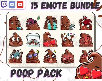 Emotes de cocô para Twitch, Discord, YouTube, emoji de cocô, pacote de emotes de cocô, emotes fofos do Twitch