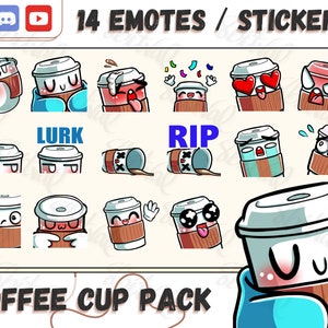 Emote tazza di caffè per Twitch, Discord, YouTube. Flussi a tema caffè, simpatico personaggio della tazza di caffè