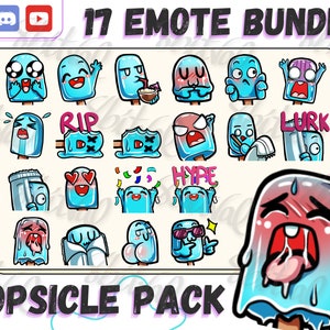 Popsicle Emotes for Twitch, Discord, YouTube, Summer emotes, Freezie emote pack, Cute Twitch emotes, blue popsicle emotes