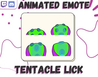 Animated Tentacle Lick Emote for Twitch and Discord. Tentacle, Octopus, Squid themed streams