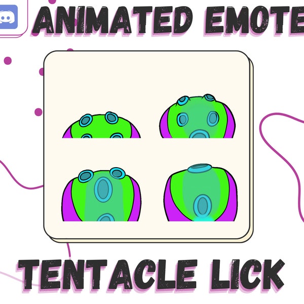 Animated Tentacle Lick Emote for Twitch and Discord. Tentacle, Octopus, Squid themed streams