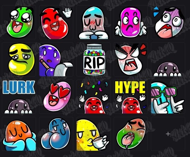 Jelly Bean Emotes for Twitch, Discord, Youtube. Jelly Bean Themed