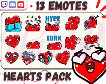 Heart Emotes Bundle for Twitch, Discord, YouTube