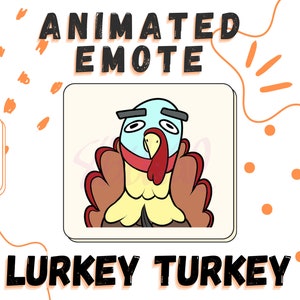Animated Lurk Turkey Emote for Twitch and Discord. Thanksgiving Animated Emote, Holidays Emote