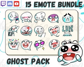 Ghost Emotes, 15 Bundle, Twitch, Discord