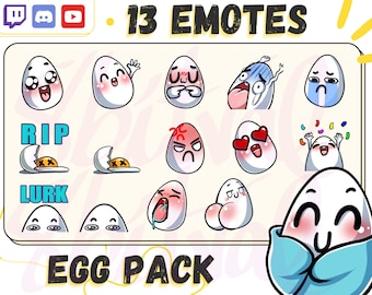 Egg Emotes Pack, Twitch Discord YouTube Stickers (Digital Download