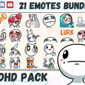 Emote ADHD per Twitch, Discord, YouTube. Emoticon del personaggio ADHD