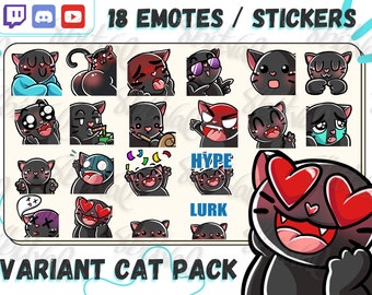 Black Cat Emotes Bundle for Twitch, Discord, YouTube