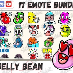 Jelly Bean Emotes for Twitch, Discord, YouTube. Jelly Bean themed streams, cute Jelly bean character