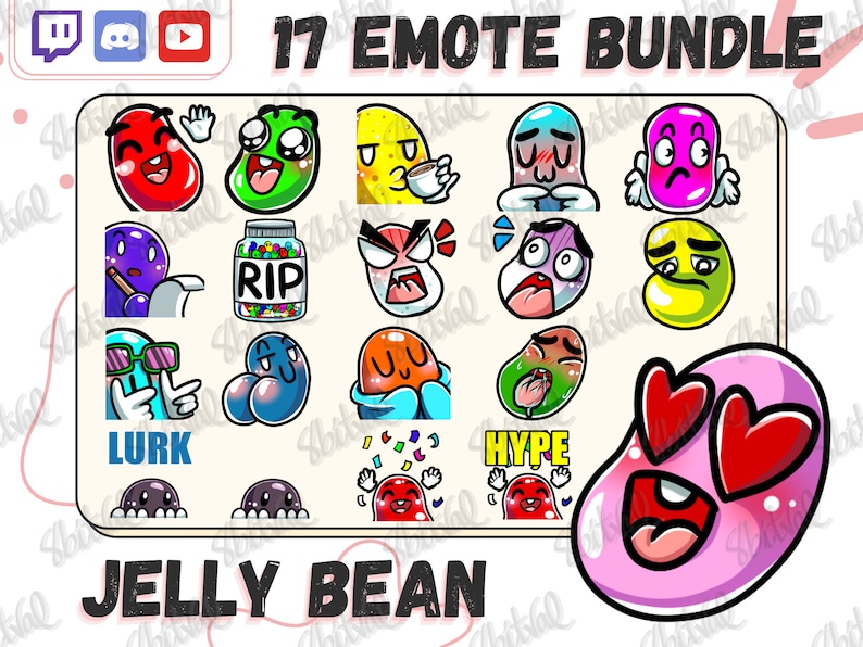 Jelly Bean Emotes for Twitch, Discord, Youtube. Jelly Bean Themed