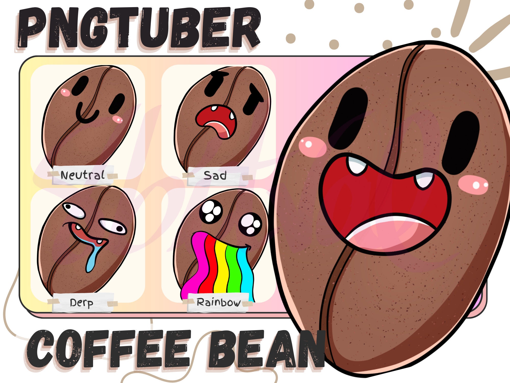 Coffee Bean Pngtuber Character, Coffee Bean Vtuber, Coffee Friend