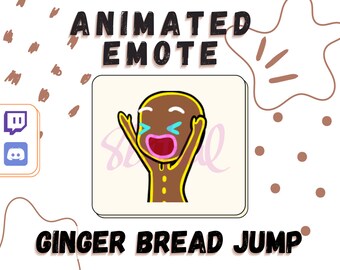 Animated Jumping Gingerbread Cookie Emote, Christmas Twitch, Discord