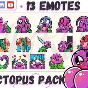 Octopus and Tentacle Emotes for Twitch, Discord, YouTube. Octopus or Tentacle themed streams