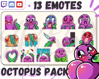 Octopus Tentacle Emotes Bundle, Twitch, Discord, YouTube