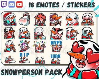 Snowman Emotes for Twitch, Discord, YouTube, Winter Holiday Streams