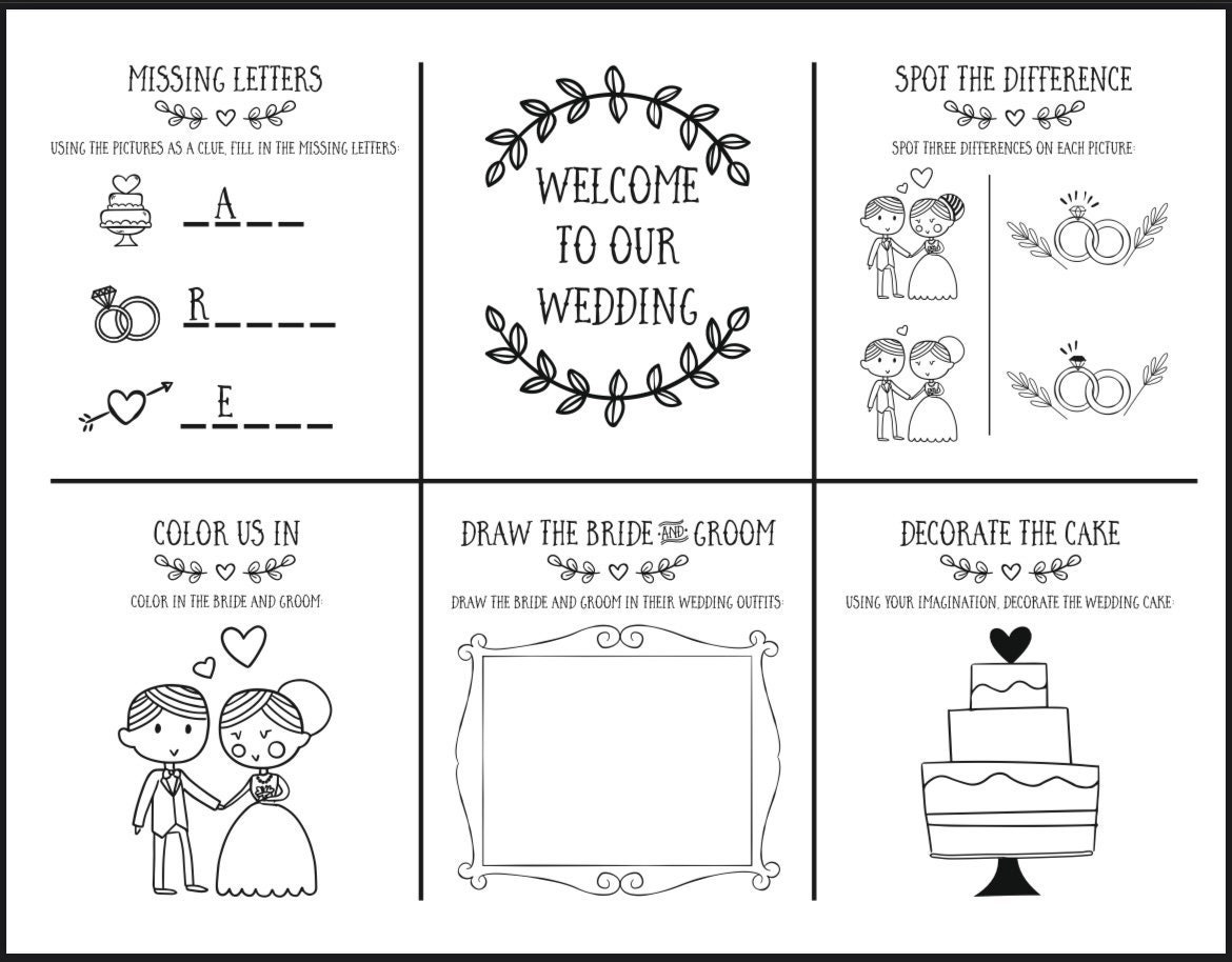 Free Printable Wedding Activity and Coloring Book for Kids - Pjs and Paint