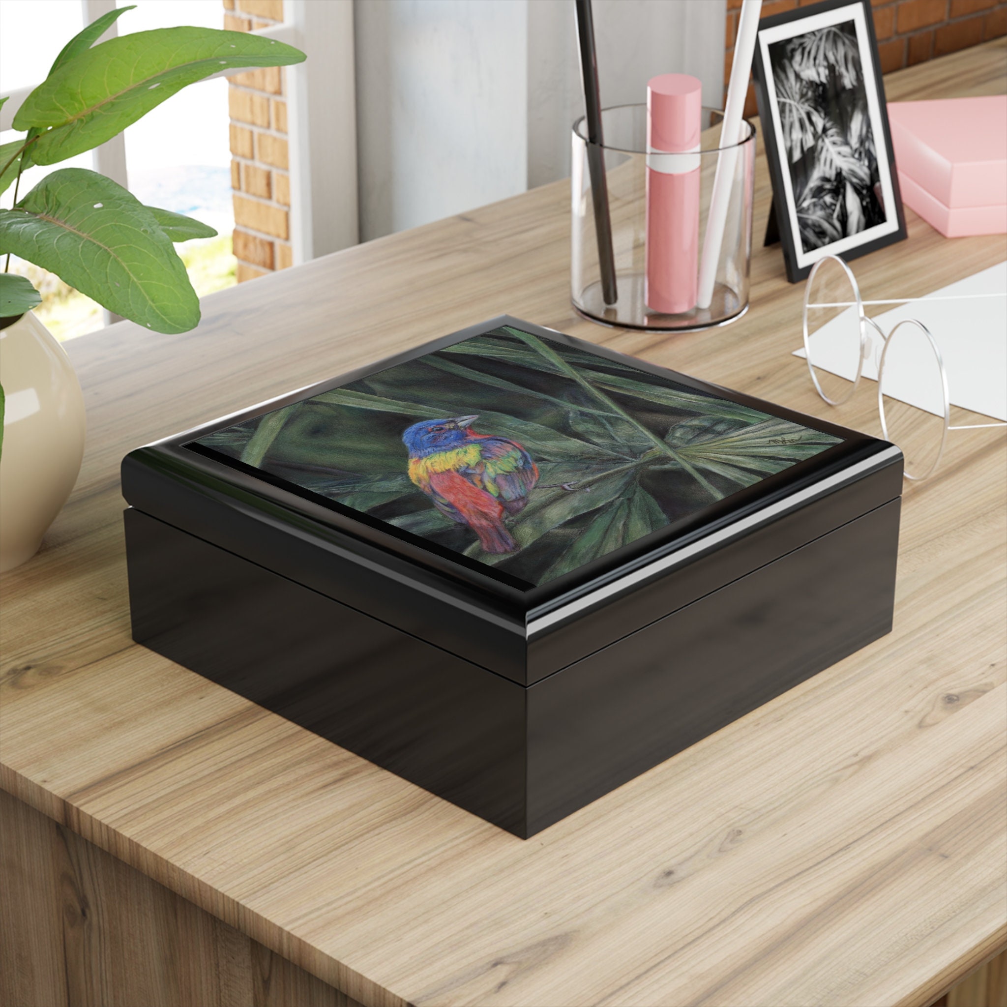 Painted Bunting Jewelry Box