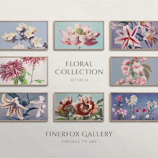 Samsung Frame TV Art 12 PACK | Vintage Flower Print Collection | Botanical Art | Digital Download