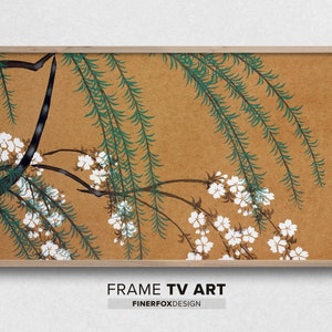 Samsung Frame TV Winter Japanese Art Print | Traditional Japanese Cherry Blossom Tree Painting | Vintage Samsung Art | Digital Download