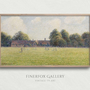 Samsung Frame TV Art | Vintage English Village Cricket Game Landscape Painting | Country Farmhouse Art | 4K Digital Download | T166