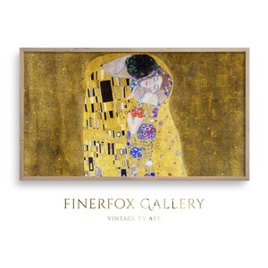 Frame TV Art, Romantic Kissing Couple Famous Painting, Golden Warm Tone, The Kiss by Gustav Klimt (1907), Digital Download | T274