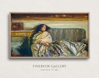 Samsung Frame TV Art | Vintage Sleeping Woman Moody Oil Painting | Nonchaloir (1911) by Sargent | Vintage Samsung Art | Digital Download