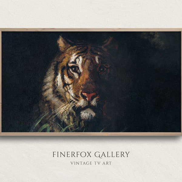 Samsung Frame TV Art | Vintage Tiger Oil Painting | Chinese Zodiac Year of the Tiger 2022 Art | Digital Download