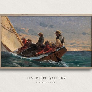 Samsung Frame TV Art | Vintage Sailboat at Sea Oil Painting | Vintage Samsung Art | Digital Download