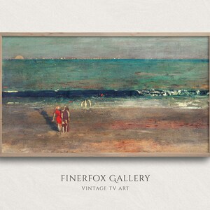 Samsung Frame TV Art | Vintage Moody Beach Painting | The Beach, Late Afternoon (1869) by Homer | Digital Download