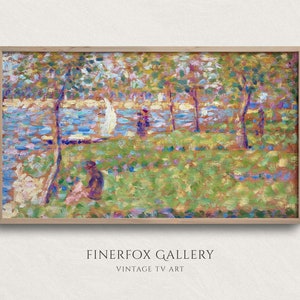 Samsung Frame TV Art | Vintage Summer by the Lake Landscape Oil Painting | Vintage Samsung Art | Digital Download