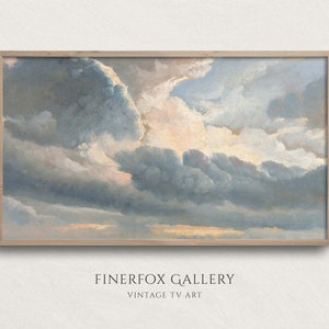 Samsung Frame TV Art | Sunset Clouds Vintage Landscape Oil Painting (1700s) | Neutral Tone Art | 4K Digital Download | T173