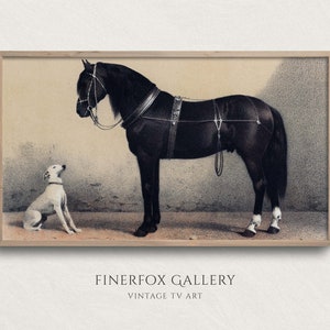 Samsung Frame TV Art | Vintage Horse & Dog Friends Painting | Animal Art | Digital Download