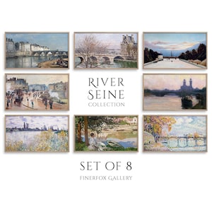 Frame TV Art Pack of 8, Romantic Paris & River Seine, Vintage Famous Painting Collection, Digital Download | TS133