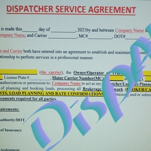Dispatcher Carrier Agreement Packet - Etsy