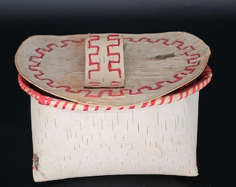 Hand-Crafted Dyed Birch Bark Basket - Local Indigenous Art