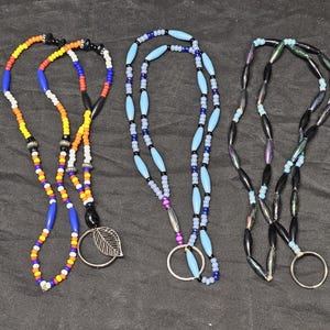 Handmade Indigenous Beaded Keychain Lanyard (16" Sinew String)