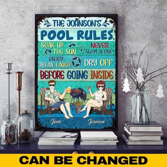 Personalized Pool Rules Poster Funny Swimming Decor Pool Bar Etsy