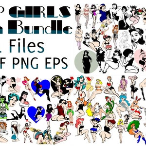 MEGA BUNDLE Pin Up girls Theme 404 Files SVG Dxf Eps Png Cricut Silhouette