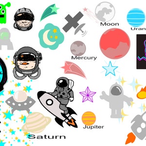 BUNDLE Space planets stars Theme 144 Files svg Dxf Eps Png Cricut Silhouette