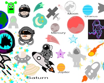 BUNDLE Space planets stars Theme 144 Files svg Dxf Eps Png Cricut Silhouette