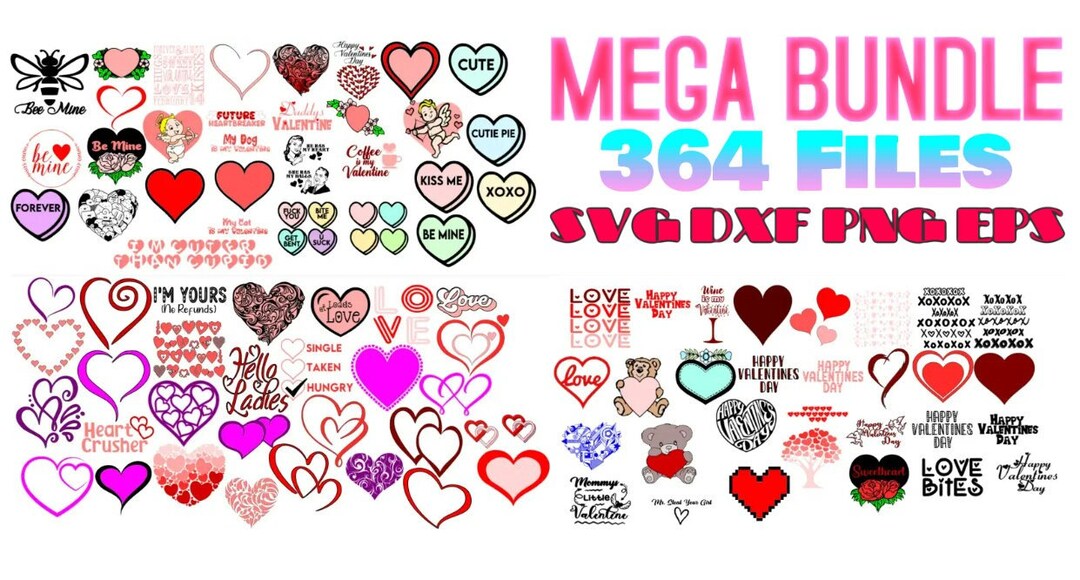 BUNDLE Valentine Love Theme 364 Files SVG Dxf Eps Png Cricut Silhouette ...