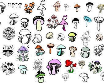 BUNDLE MUSHROOM Theme 212 Files svg Dxf Eps Png Cricut Silhouette