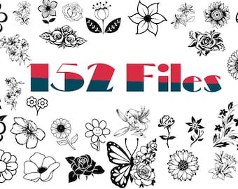 BUNDLE FLORAL Theme 152 Files svg Dxf Eps Png Cricut Silhouette