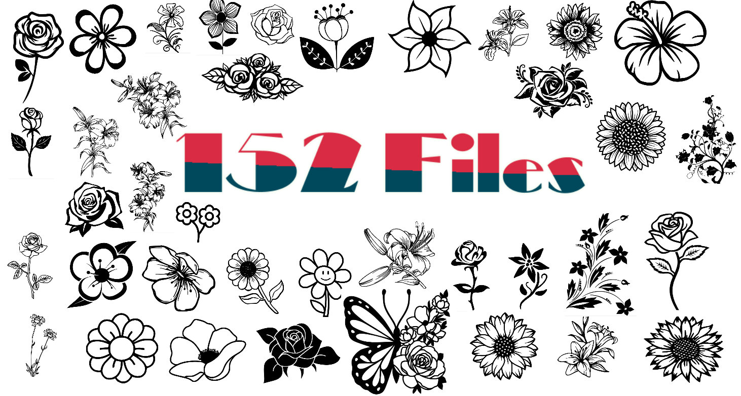 BUNDLE FLORAL Theme 152 Files svg Dxf Eps Png Cricut Silhouette