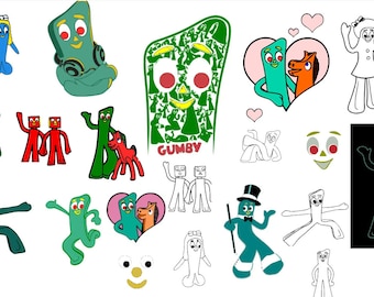 BUNDLE GUMBY 88 Files SVG Dxf Eps Png Cricut Silhouette