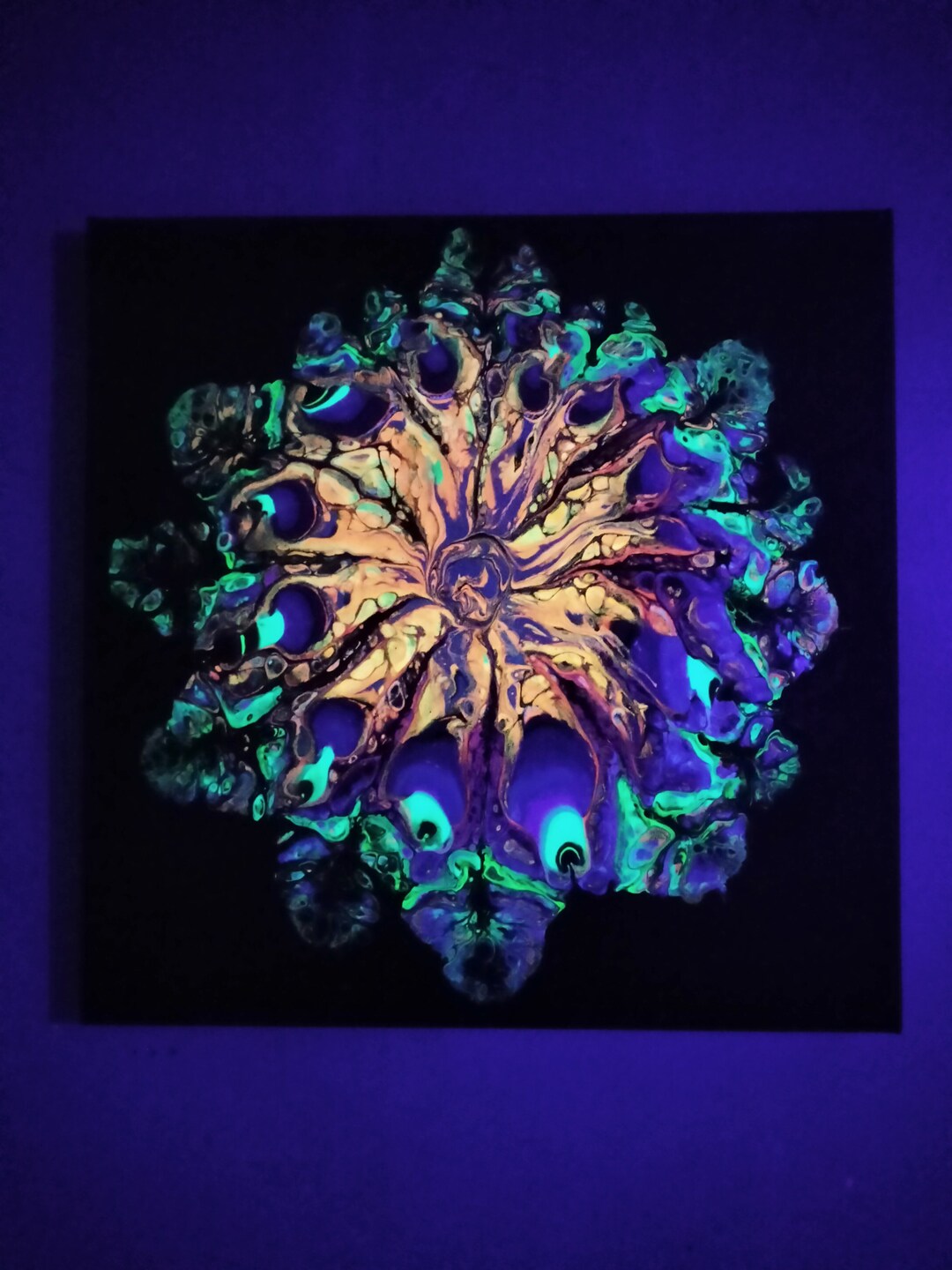 Original Abstract Blacklight Painting 'seastar' Glows in the Dark UV