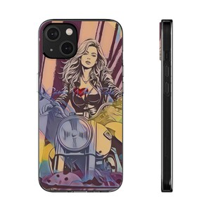 Soft Phone Case Biker Babe - cadeau motorrijder, trendy telefoonhoes, beschermende telefoonhoes, cool motoraccessoire, stijlvolle telefoonbeschermer